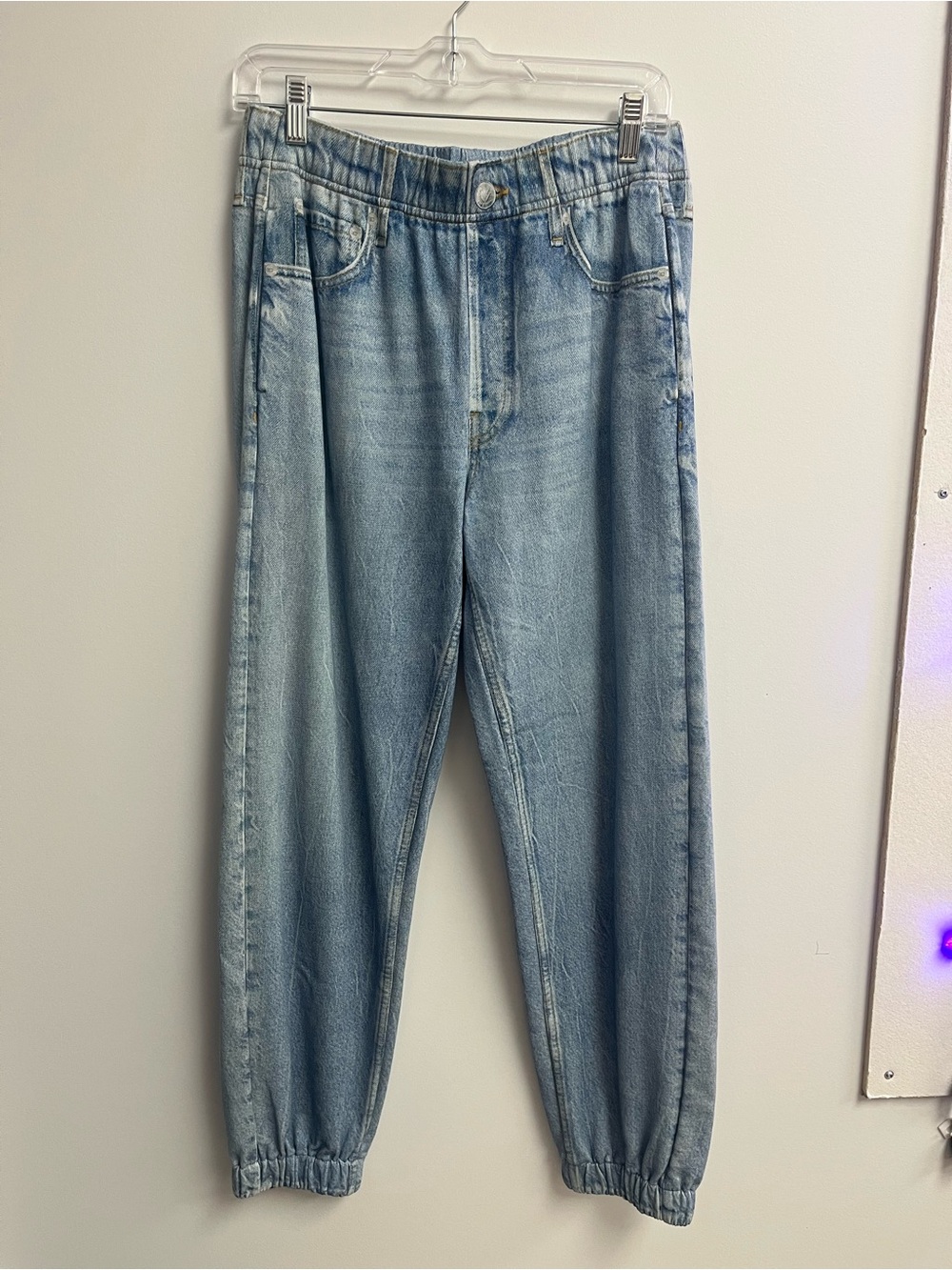 rag & bone Light Wash Relaxed Elastic Hem Jeans